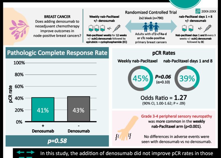 #VisualAbstract: Addition of denosumab to neoadjuvant paclitaxel does not improve complete response rate in breast cancer