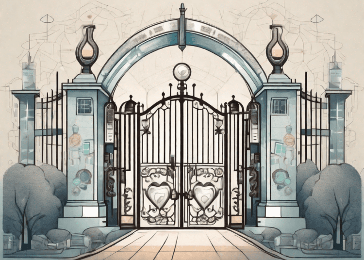 A pathway leading to an ornate gate symbolizing a top medical school