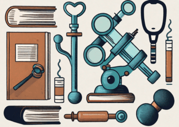 A collection of symbolic items such as a microscope