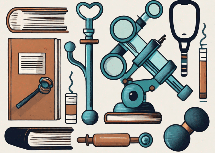 A collection of symbolic items such as a microscope