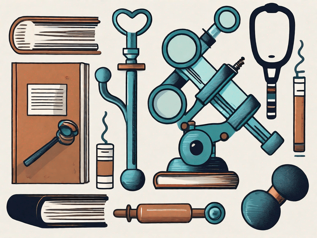 A collection of symbolic items such as a microscope