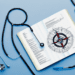 A stethoscope intertwined with a compass