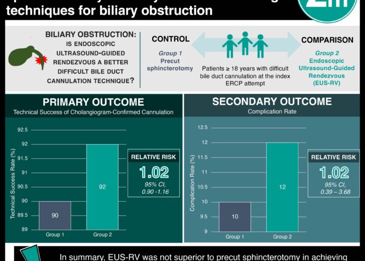 VisualAbstract: Ultrasound-guided rendezvous and precut sphincterotomy similarly effective as salvage techniques for biliary obstruction