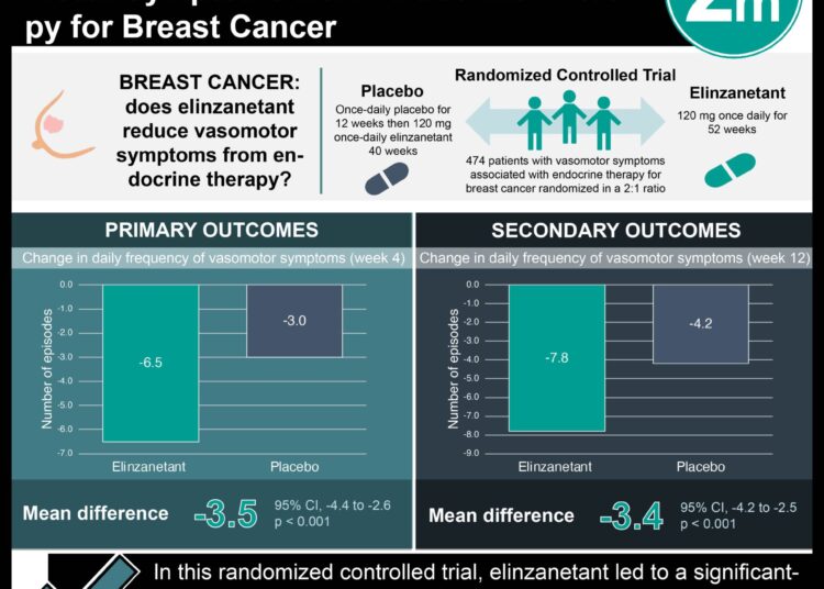 #VisualAbstract: Elinzanetant Effectively Reduces Vasomotor Symptoms from Endocrine Therapy for Breast Cancer