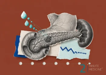 A stylized illustration featuring the pancreas and kidney, with visual elements suggesting pain and chemotherapy effects, related to pancreatic cancer treatment.