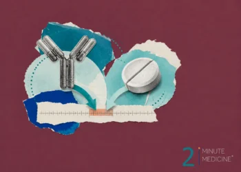 The image illustrates antibodies and a pill, representing immunotherapy and steroid treatments in oncology, with visual elements suggesting timing of administration.