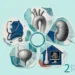 A graphic featuring a heart, kidney, bladder, stethoscope, and an ultrasound machine, arranged in a flower-like design on a light blue background.