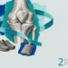 Osteoarthritis collage: an engraved knee joint with worn cartilage, walking shoes and a hot-water bottle
