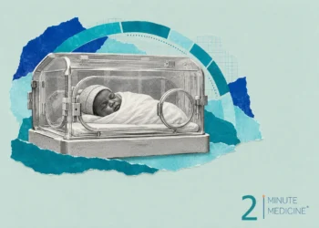 Newborn intensive care collage: a sleeping newborn in a knit cap, swaddled in a white blanket inside an incubator