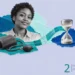 Preventive care collage: a smiling young woman, a blood pressure cuff with its bulb and an hourglass